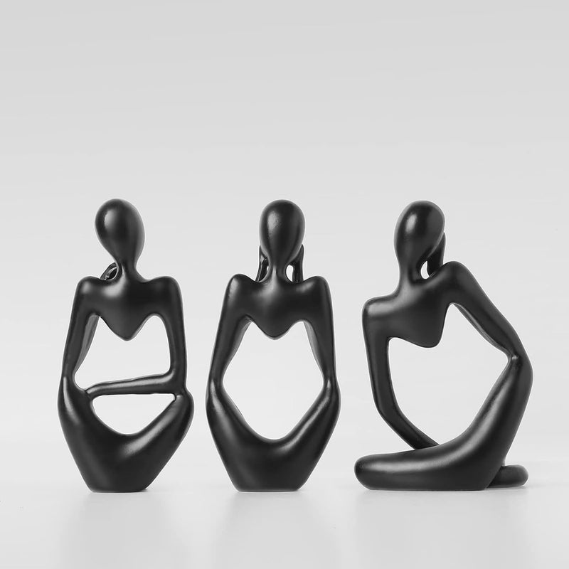 BrownLove 3pcs Decor Blcak Thinker Statue Abstract Art Sculpture，Resin Collectible Figurines for Home Living Room Office Shelf Decoration - Image 4